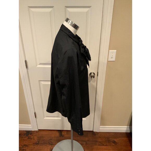 Tory Burch Black Scalloped Poplin  Bow Blouse Size 14 NWT Tie-Neck Preppy $498 - Picture 5 of 8